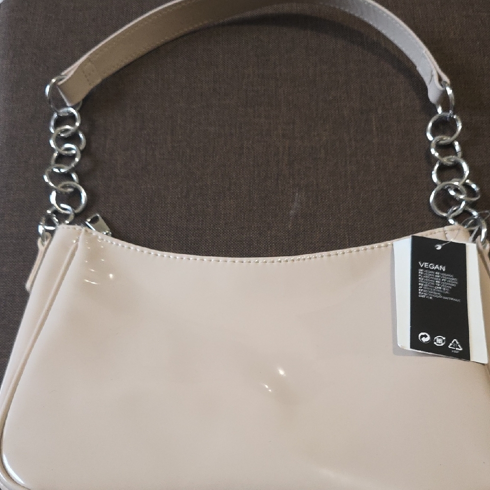 Vegan Beige Chain Shoulder Bag